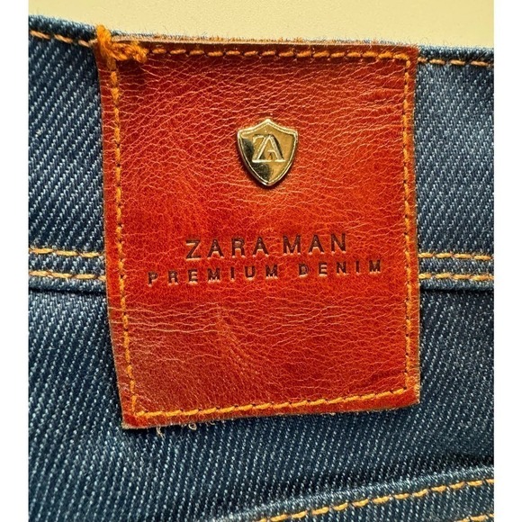 Zara hi rise, skinny jeans, size 32 dark blue with tan stitching - Picture 3 of 8